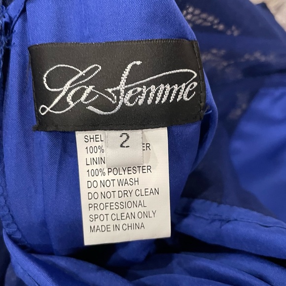 La Femme 28664 Blue Embroidered Bodice Gown 2 - Picture 4 of 10
